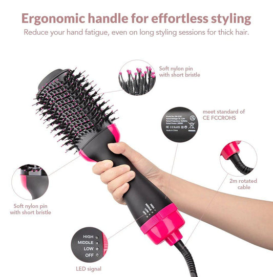 Hot Air Brush Multi-Function Hair Dryer Straightener Curler