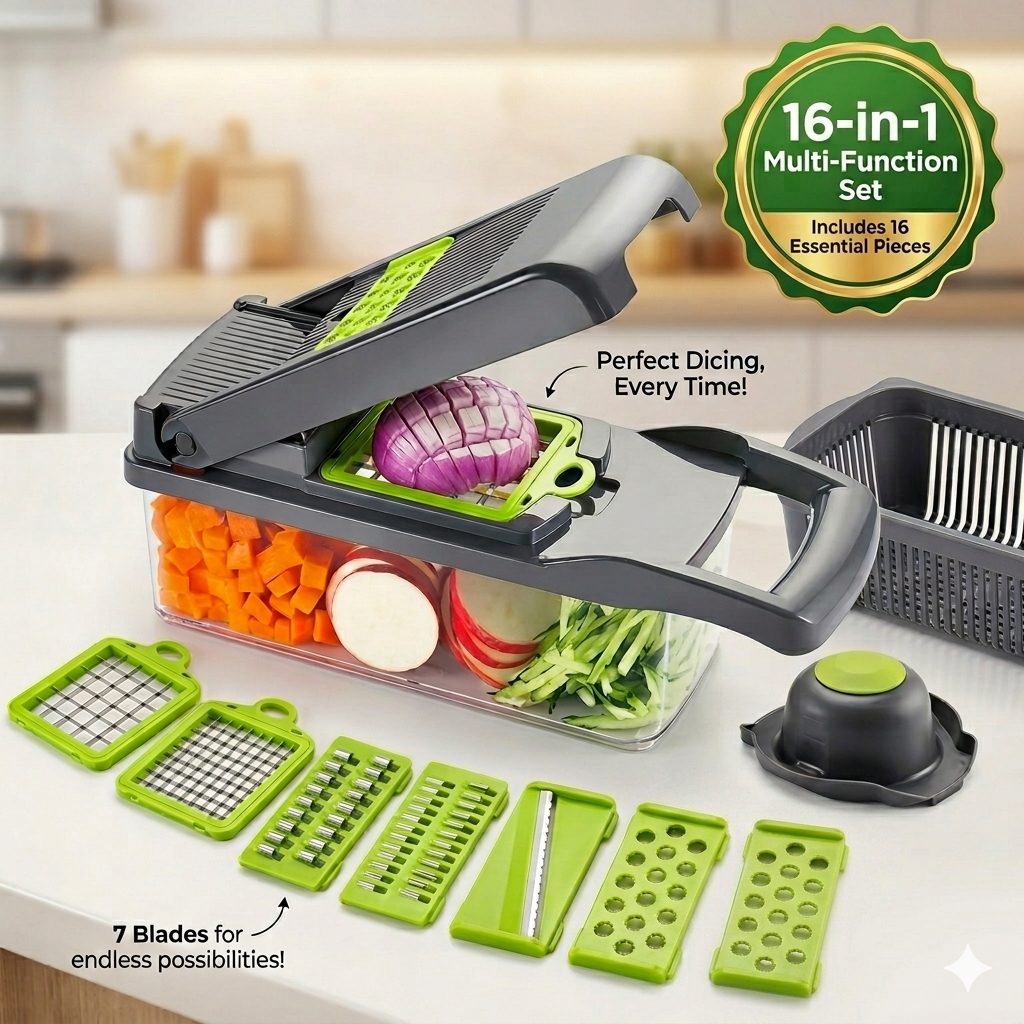 16-in-1 Smart Kitchen Chopper & Slicer (Cut Kitchen Time By 70%)